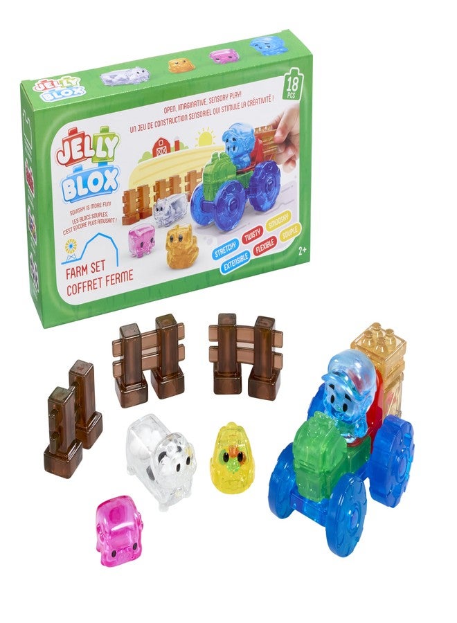 Jelly Blox Farm Set | Includes 18 Pieces | Toddler & Preschool Building Blocks Kids Can Squeeze, Stretch, Squish | MESH ACCREDITED | Safety Tested & Ouch-Free | Tactile, Sensory Play for Ages 2+ - Image 1